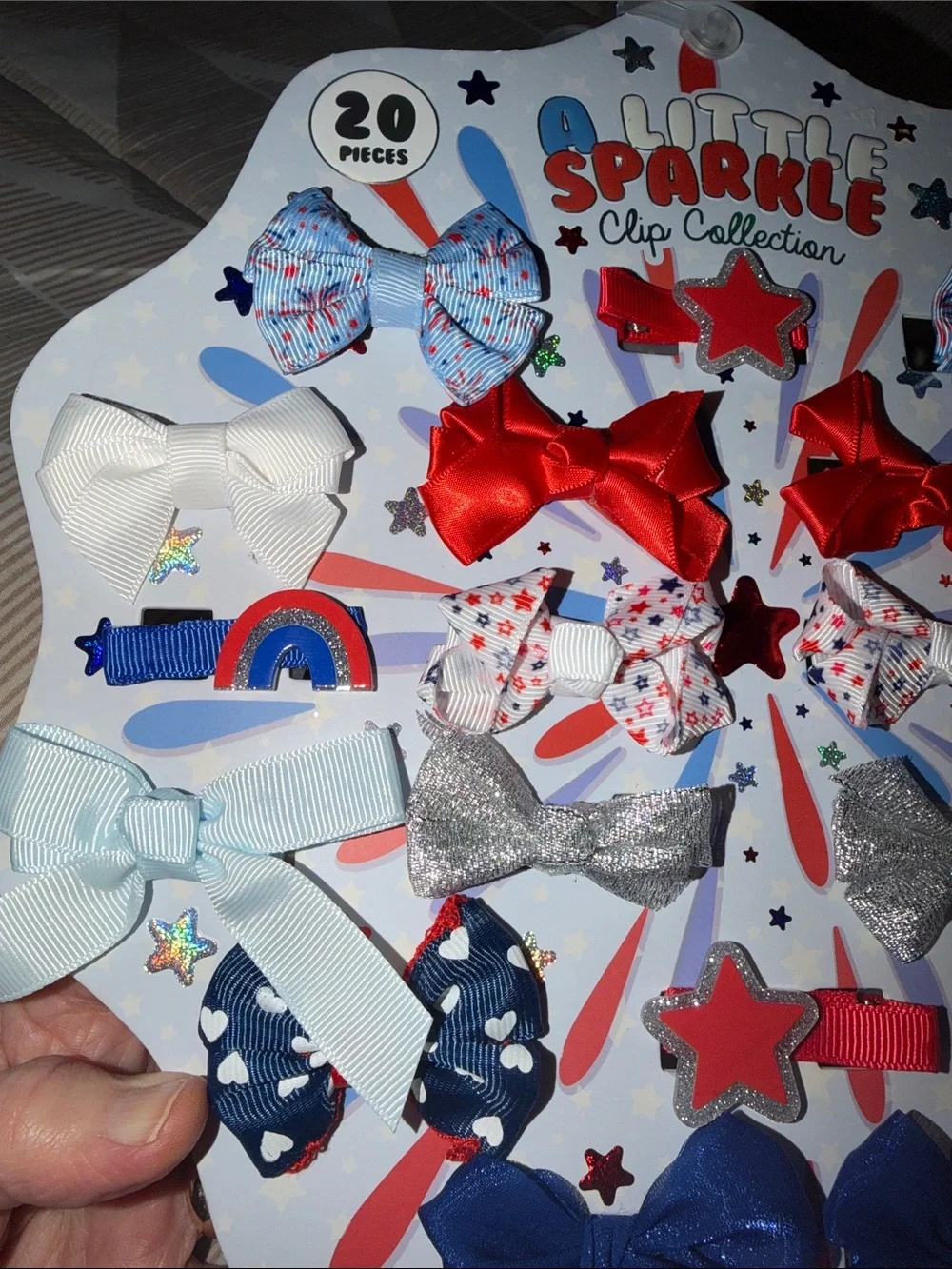 A Little Sparkle Kids Hair Clip Set - Patriotic Red, White & Blue NWT